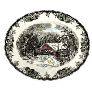 Johnson Bros Friendly Village Covered Bridge 15.25" Oval Serving Platter-Nice!